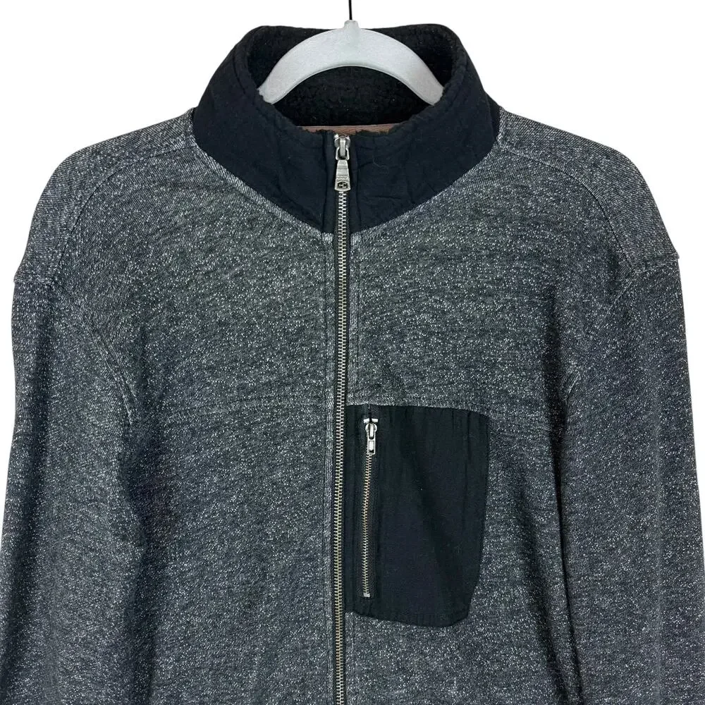 Banana Republic Sweatshirt Men Medium Gray Full Zip Cotton Long Sleeve Mock Neck